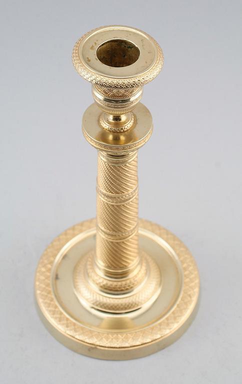 LJUSSTAKE, förgylld brons, empire, omkring 1810.