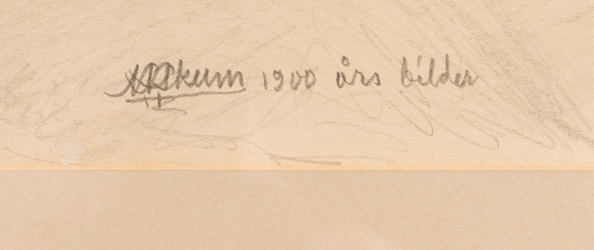 NILS NILSSON SKUM, blyerts- och kritteckning, signerad.