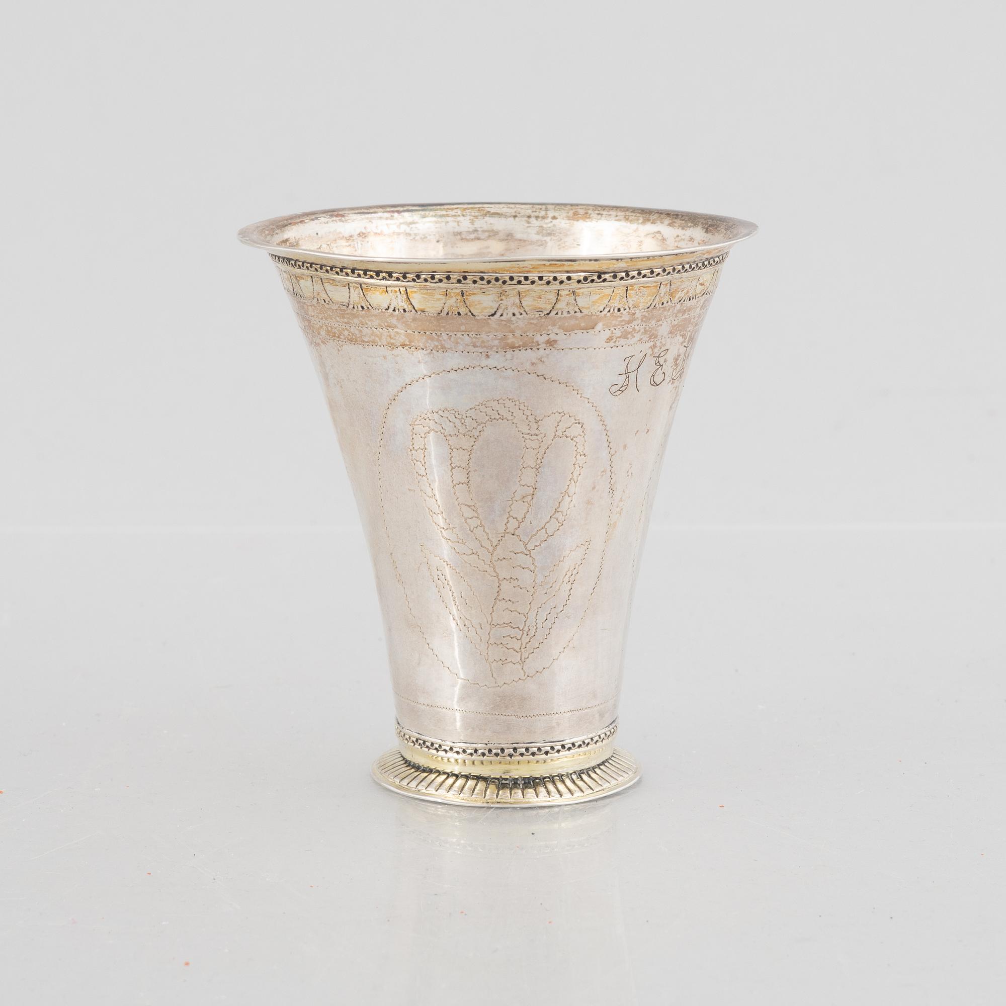 A Swedish parcel-gilt silver beaker, mark of Nils Grubb, Hudiksvall 1761.