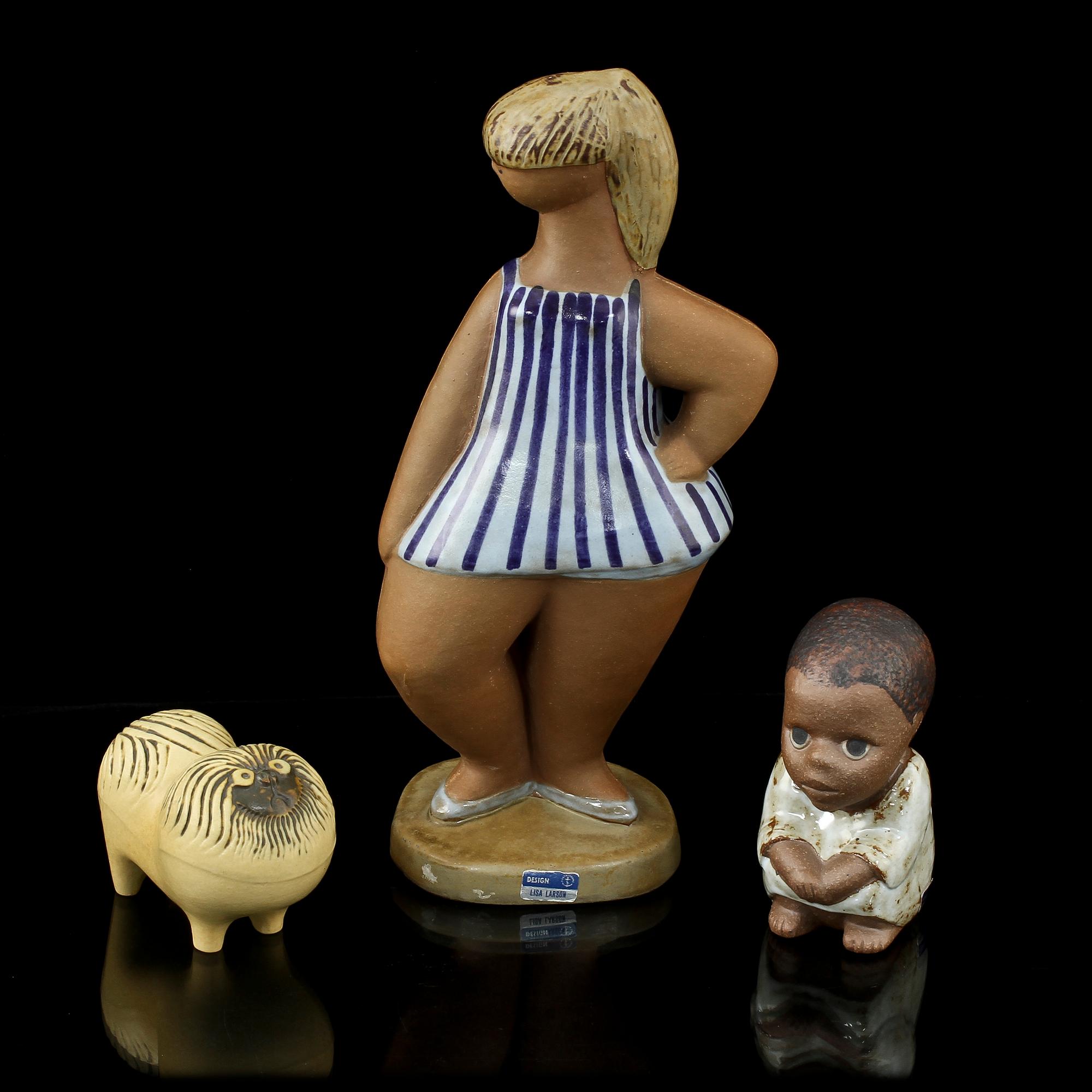 PARTI FIGURINER, 3 st, stengods, Lisa Larson, Gustavsberg.