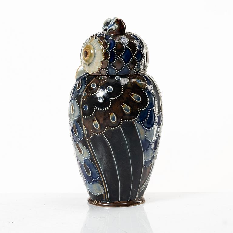 Mark Marshall, tillskriven, urna med lock, stengods, Doulton Lambeth, England, omkring 1900.