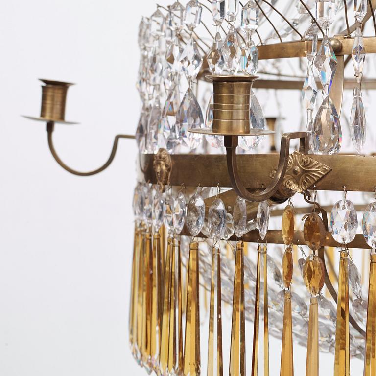 A late Gustavian early 19th century seven-light chandelier.