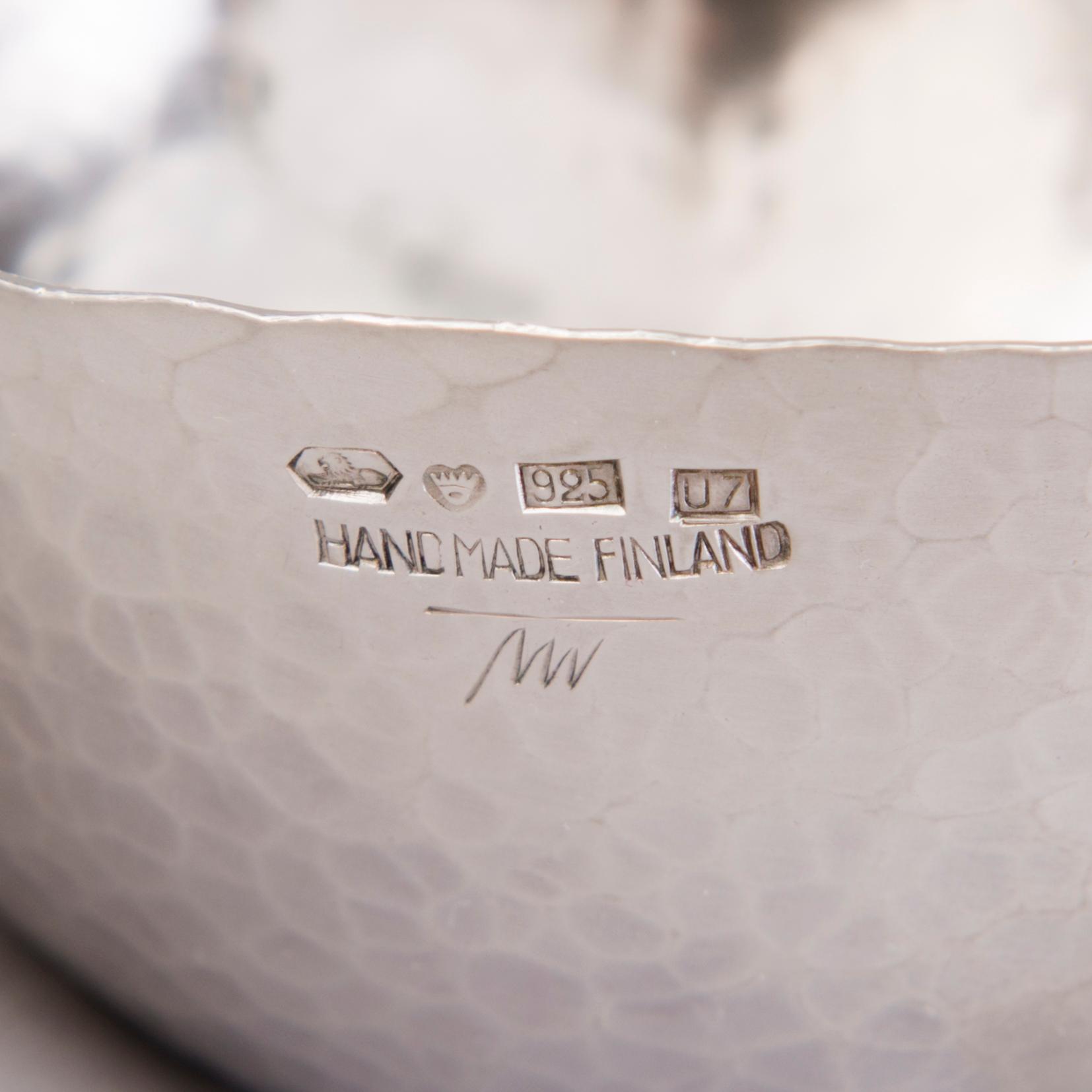 TAPIO WIRKKALA, bålskål samt slev, sterling silver, Kultakeskus, Tavastehus 1973.