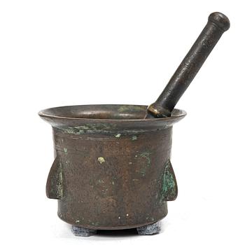Mortel med stöt, troligen Spanien, 1500/1600-tal.