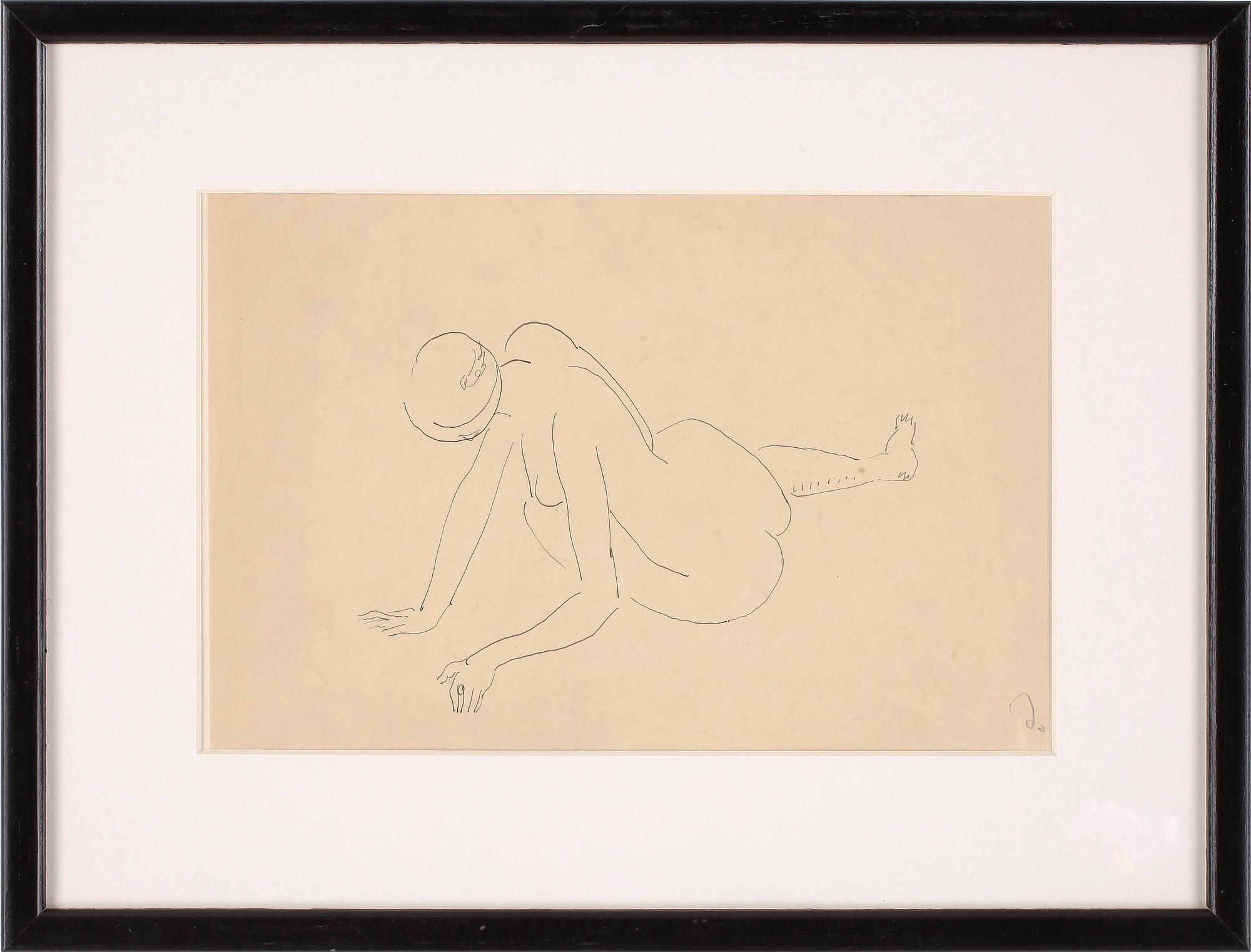 ISAAC GRÜNEWALD, tuschteckning, signerad.