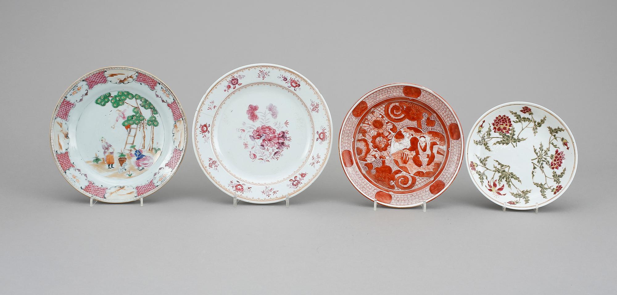 TALLRIKAR, 4 st, porslin, Kina & Japan, 1700-1900-tal.