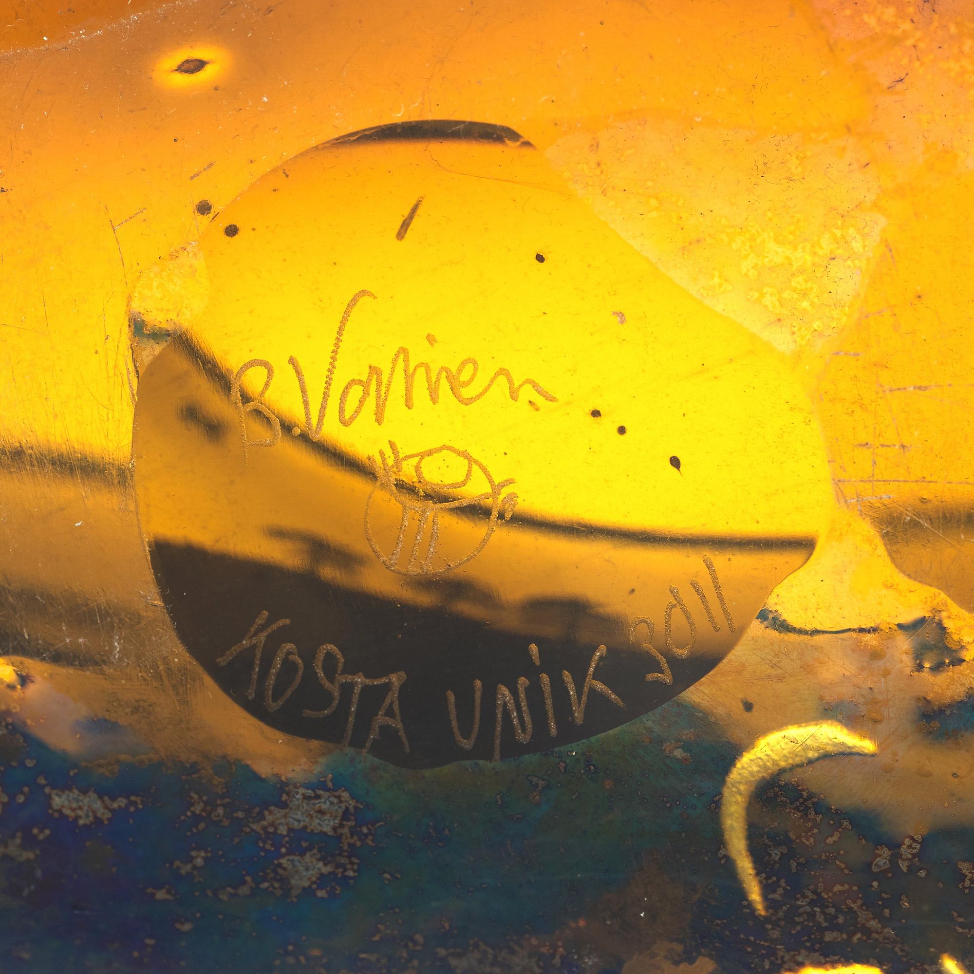 Bertil Vallien, a unique blasted glass bowl, Kosta, Sweden.