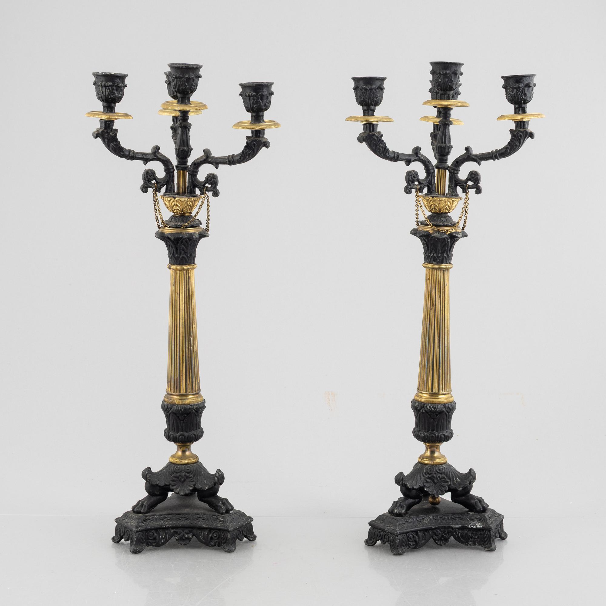 A pair of Empire style candelabras, possibly France, second half of the 19th century.