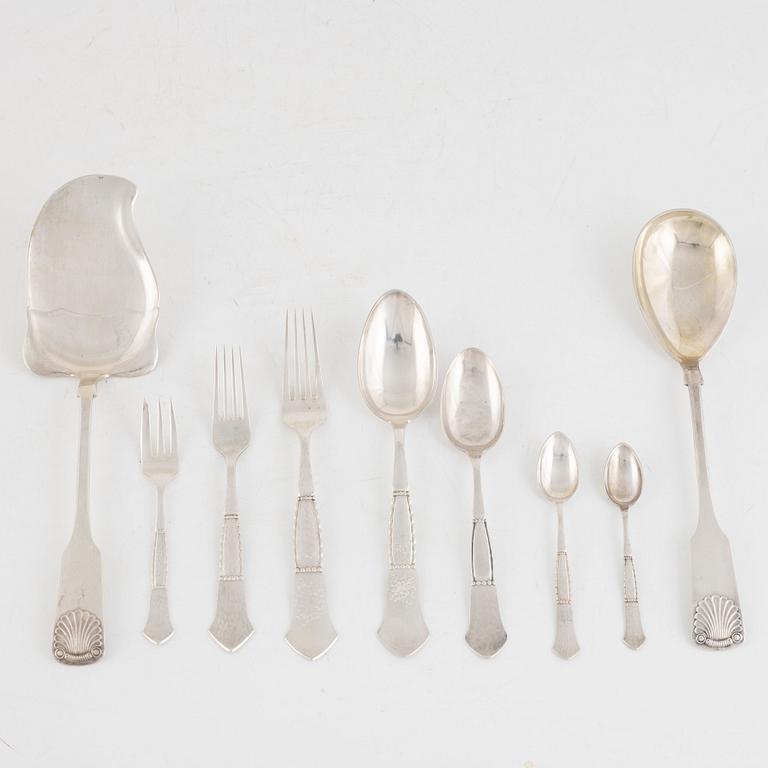 Cutlery set, silver, Denmark (35+2 pieces).