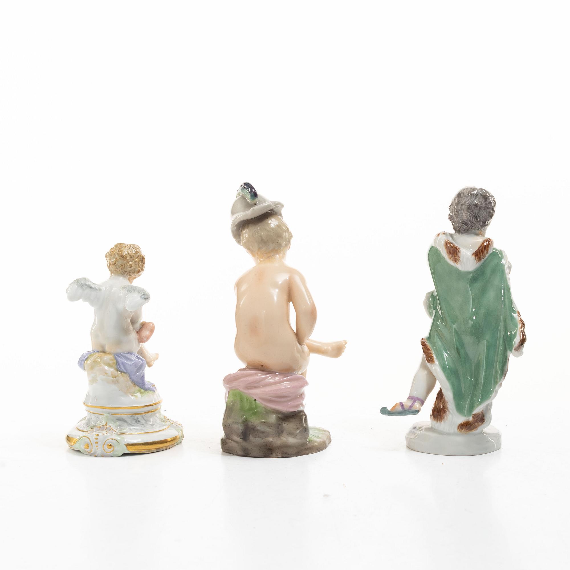 A group of three porcelain figures, Meissen and Höchst, 19/20th century.