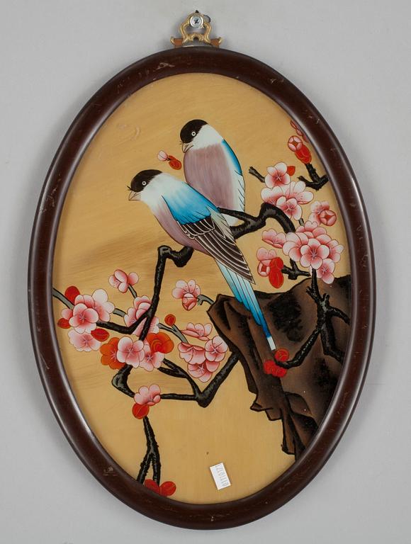 OKÄND KONSTNÄR, 3 st, glasmålningar, Kina, 1800/1900-tal.