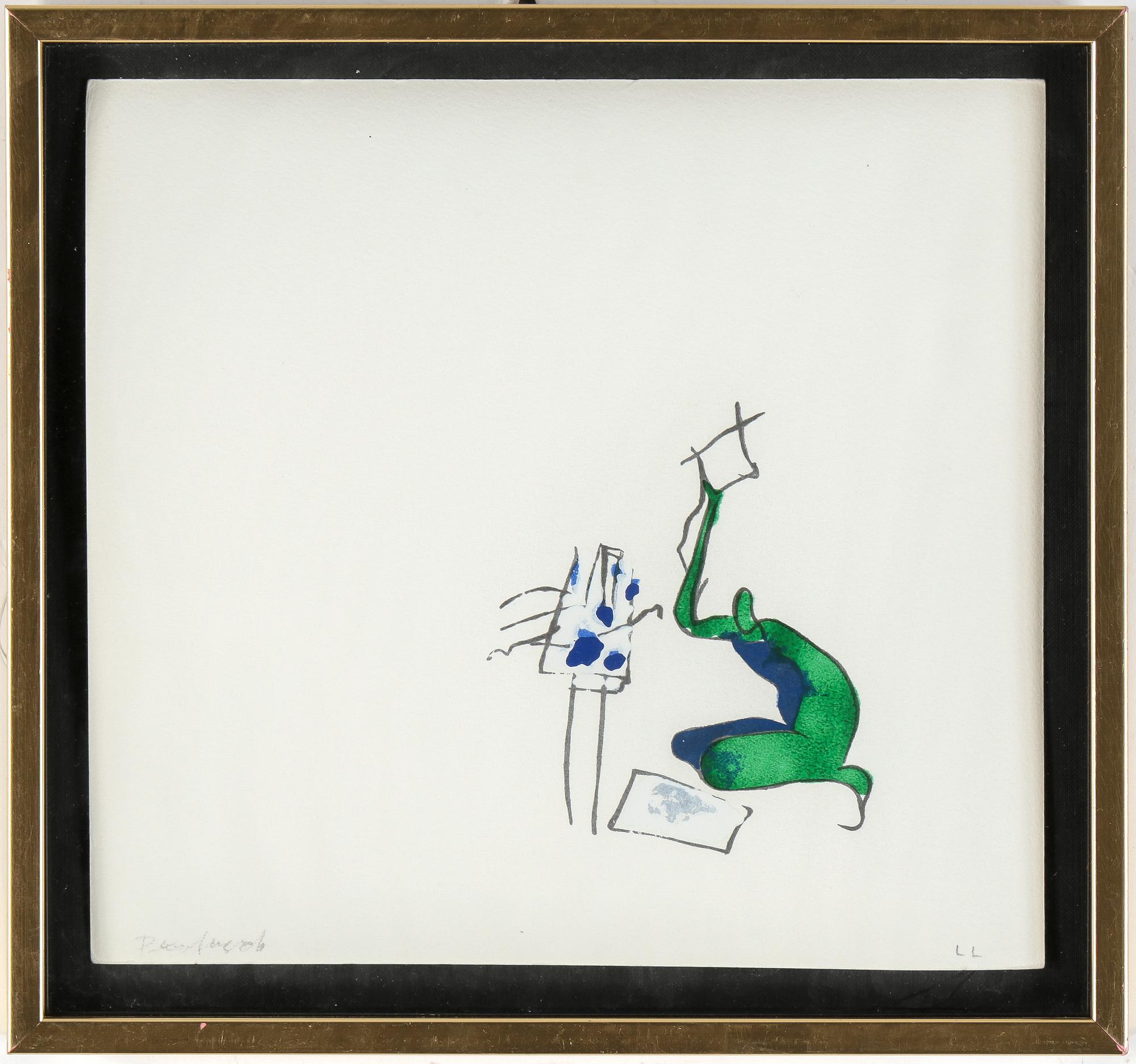 LAGE LINDELL, färglitografi, 4 st, signerade.