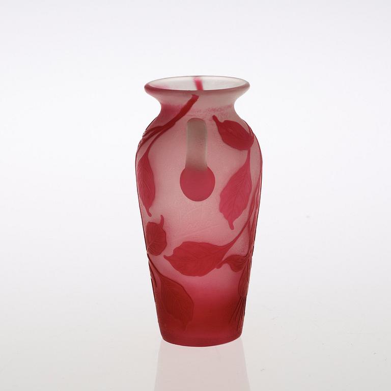 A Karl Lindeberg Art Nouveau cameo glass vase, Kosta, Sweden.