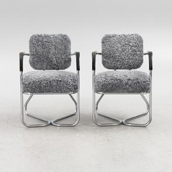 Armchairs, a pair, DS Stålmöbler, Malmö, 1930s.