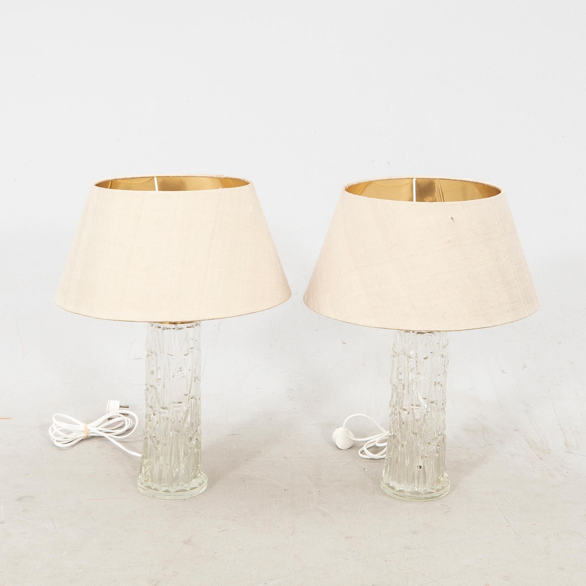 A pair of glass table lamps from the 1960's.