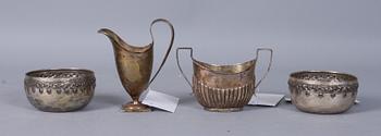 PARTI SILVER O VITMETALL, 4 delar, bl a England.
