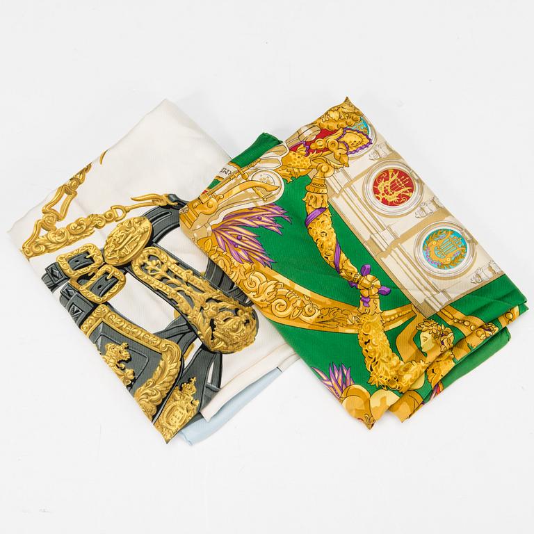 HERMÈS Two Silk Scarfs.