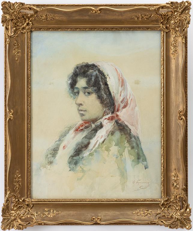 Russian artist, 19th century, Woman with a shawl.