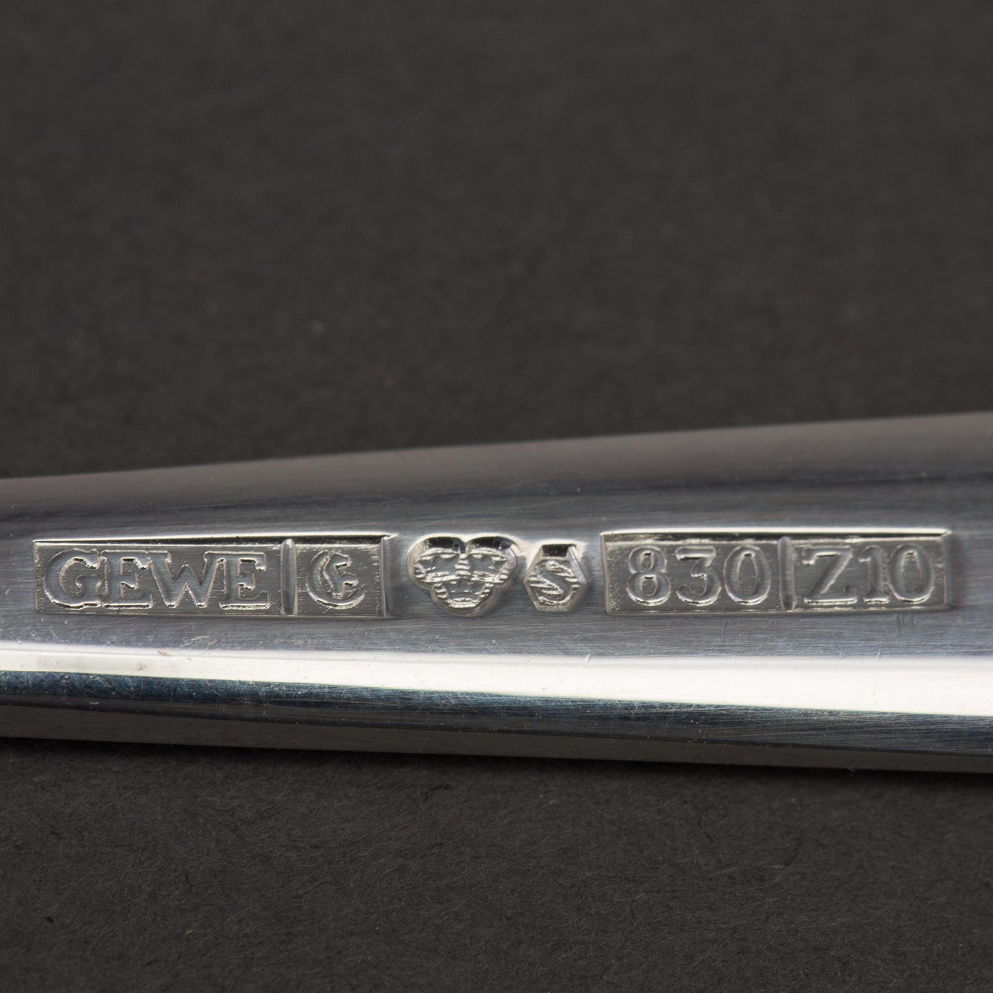 A 36 piece silver cutlery set model "Chippendale", second half of the 20th century.