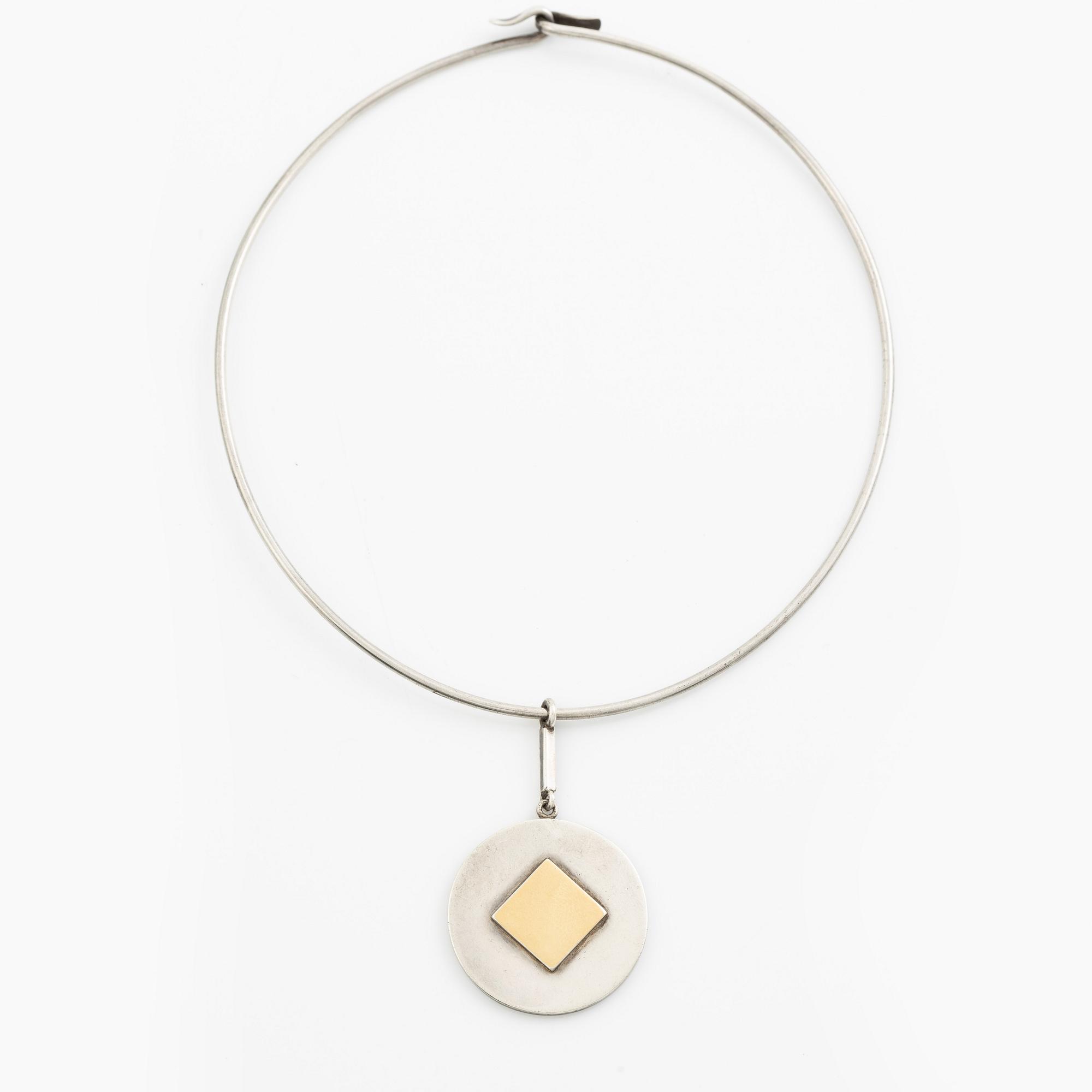 Sigurd Persson, Pendant necklace, parcel gilt sterling silver, Stockholm 1990.