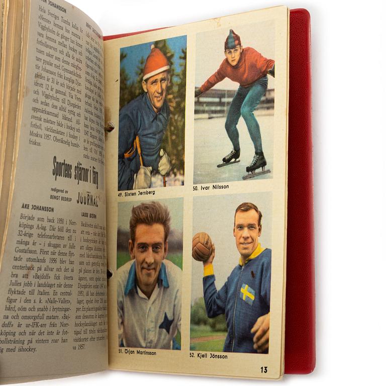Idol cards, “Sportens stjärnor”, including Cassius Clay, Nacka Skoglund and Ingemar Johansson, Hemmets Journal, 1960s.