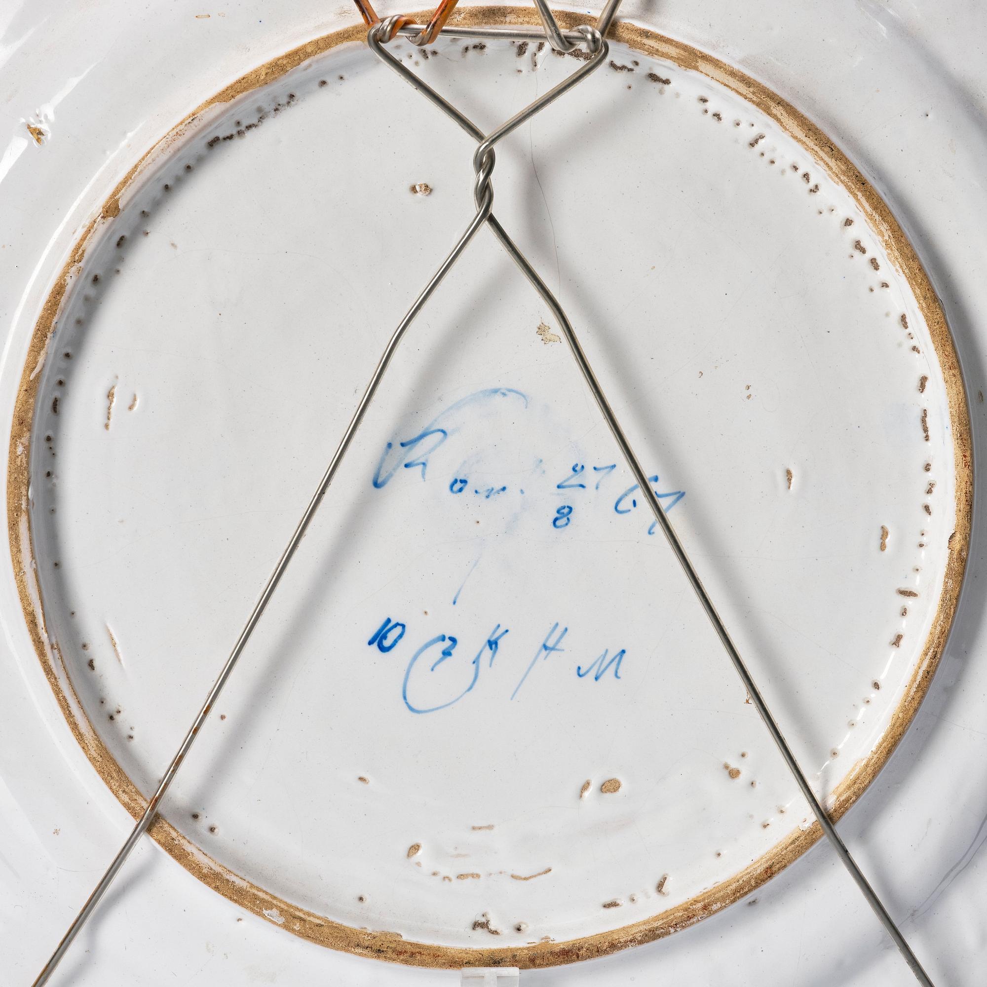 A Swedish Rörstrand faience dish, dated 27/8 1767.