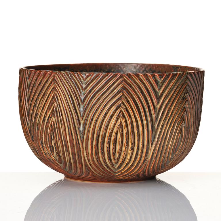 Axel Salto, a 'fluted style' sung glazed stoneware bowl, Royal Copenhagen, Denmark 1964, model 20868.