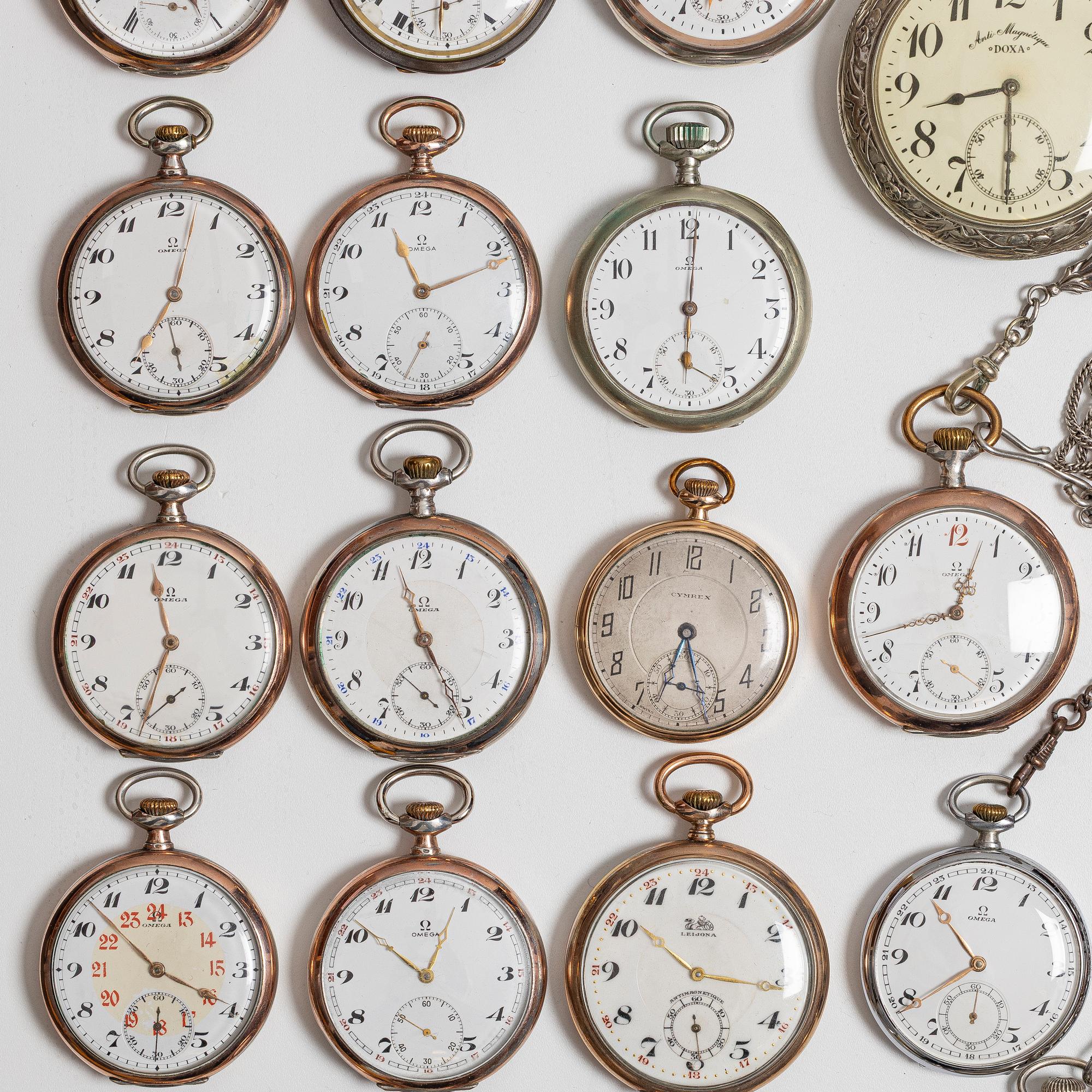 Collection of pocket watches, 63 pieces, "No reserve", various materials.