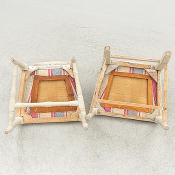 A set of four (2+2) late Gustavian chairs, circa 1800.