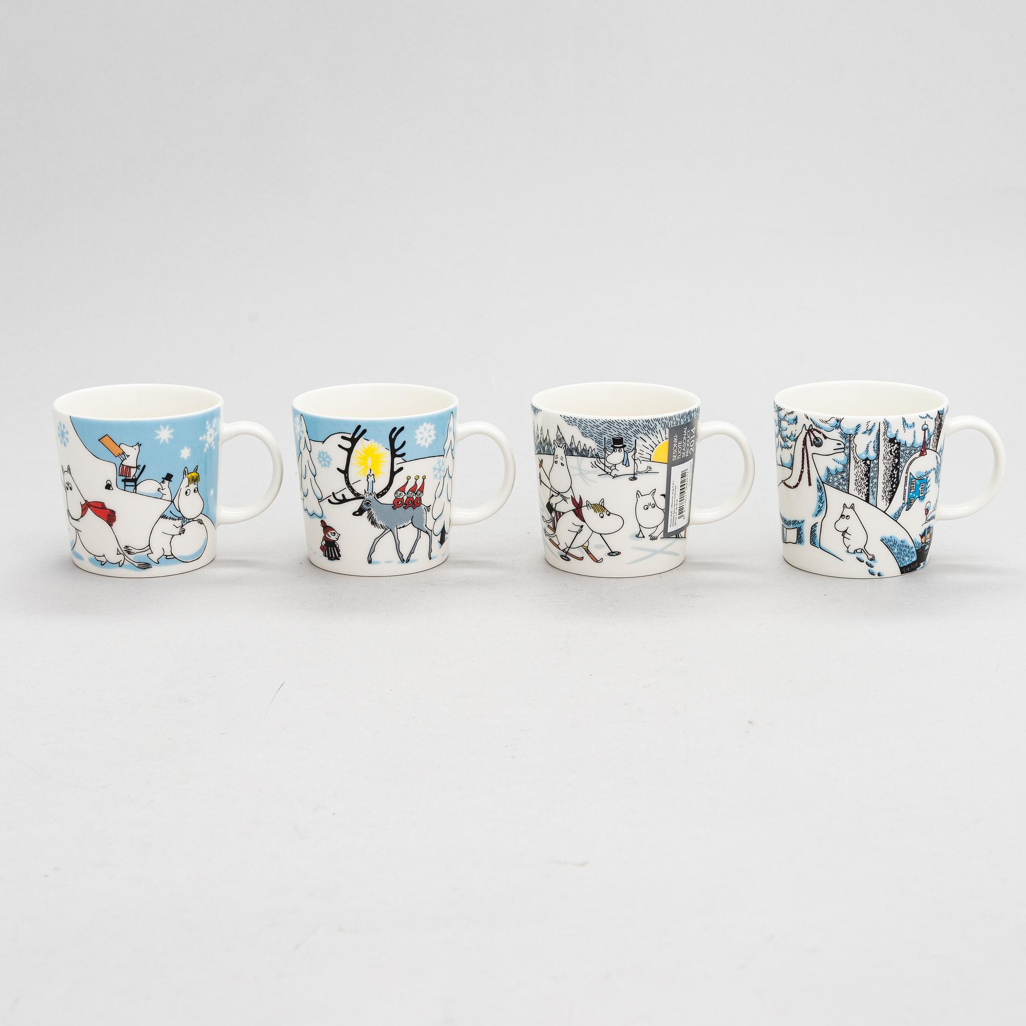 Muminmuggar, 8 st, porslin, Moomin Characters, Arabia.