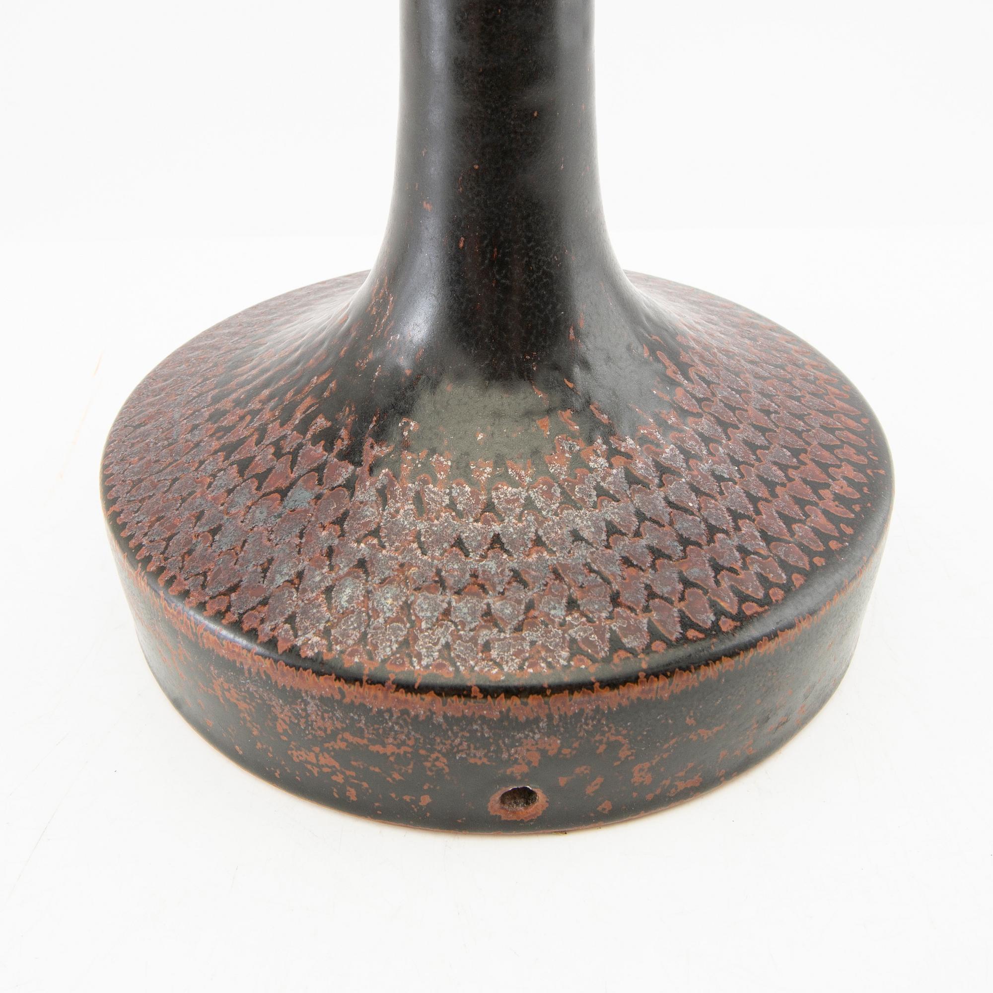 Stig Lindberg, bordslampfot signerad Gustavsbergs studio 1969 glaserat stengods.