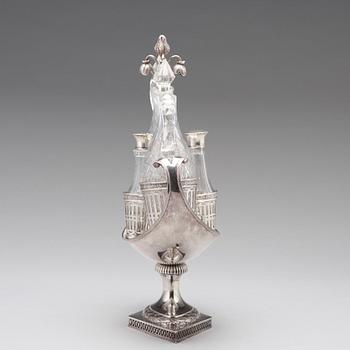 A Swedish late 18th century cruet-set, mark of Pehr Zethelius, Stockholm 1799.