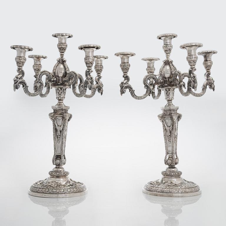 Christian Hammer, kandelabrar, ett par, silver, Stockholm 1854-1863.