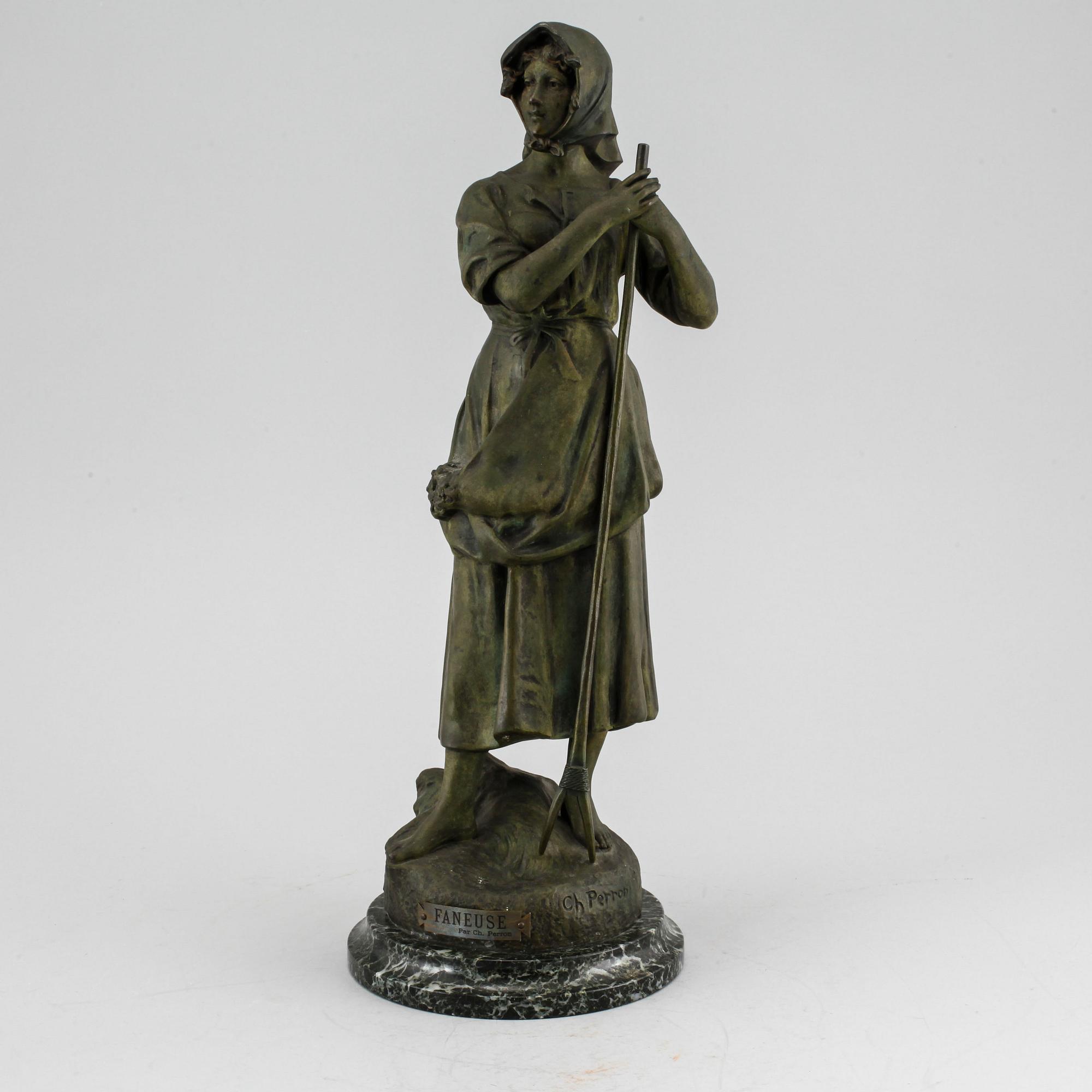 CHARLES THÉODORE PERRON, sculpture, patinated metal, signed.
