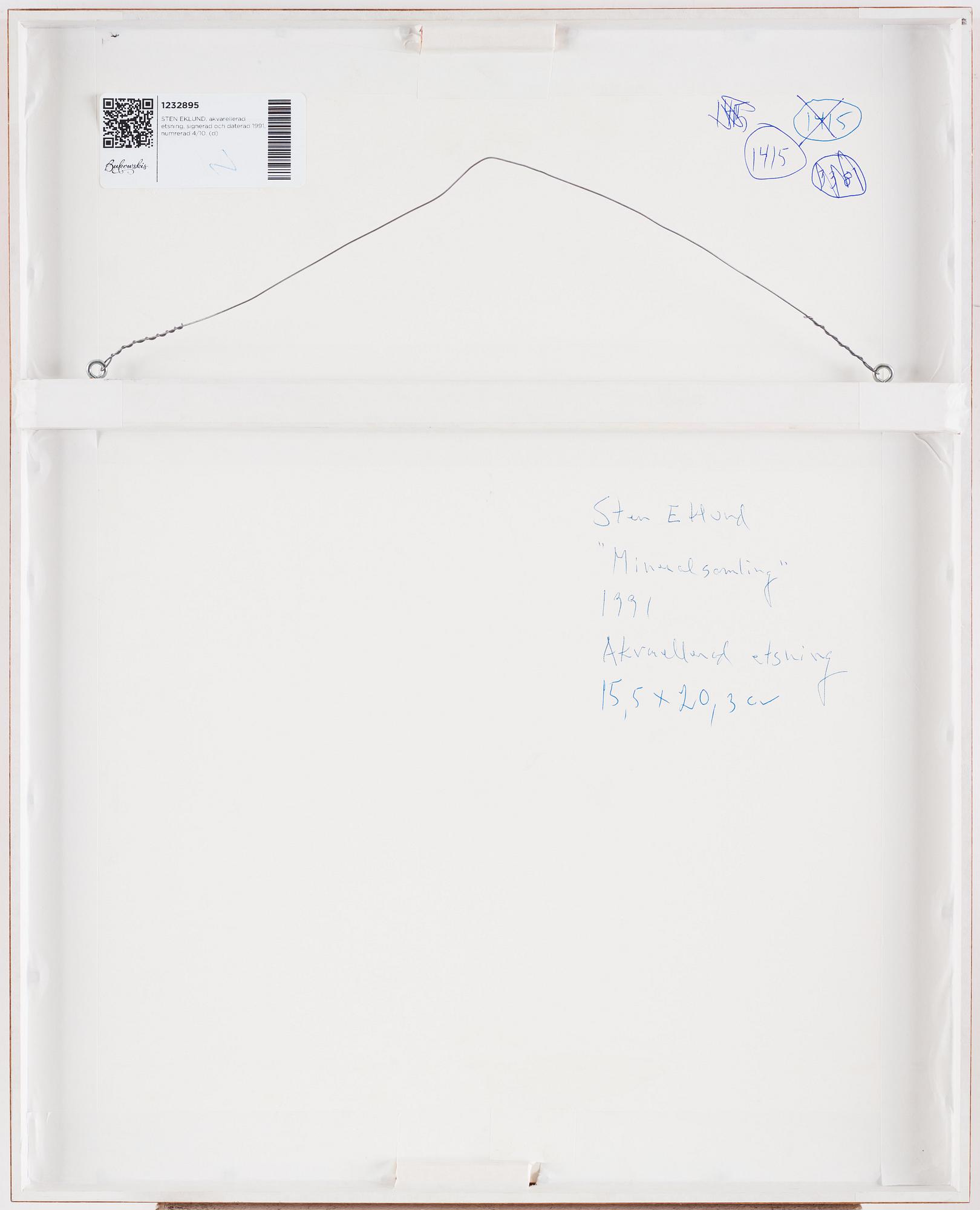 Sten Eklund, akvarellerad etsning, signerad och daterad 1991, numrerad 4/10.