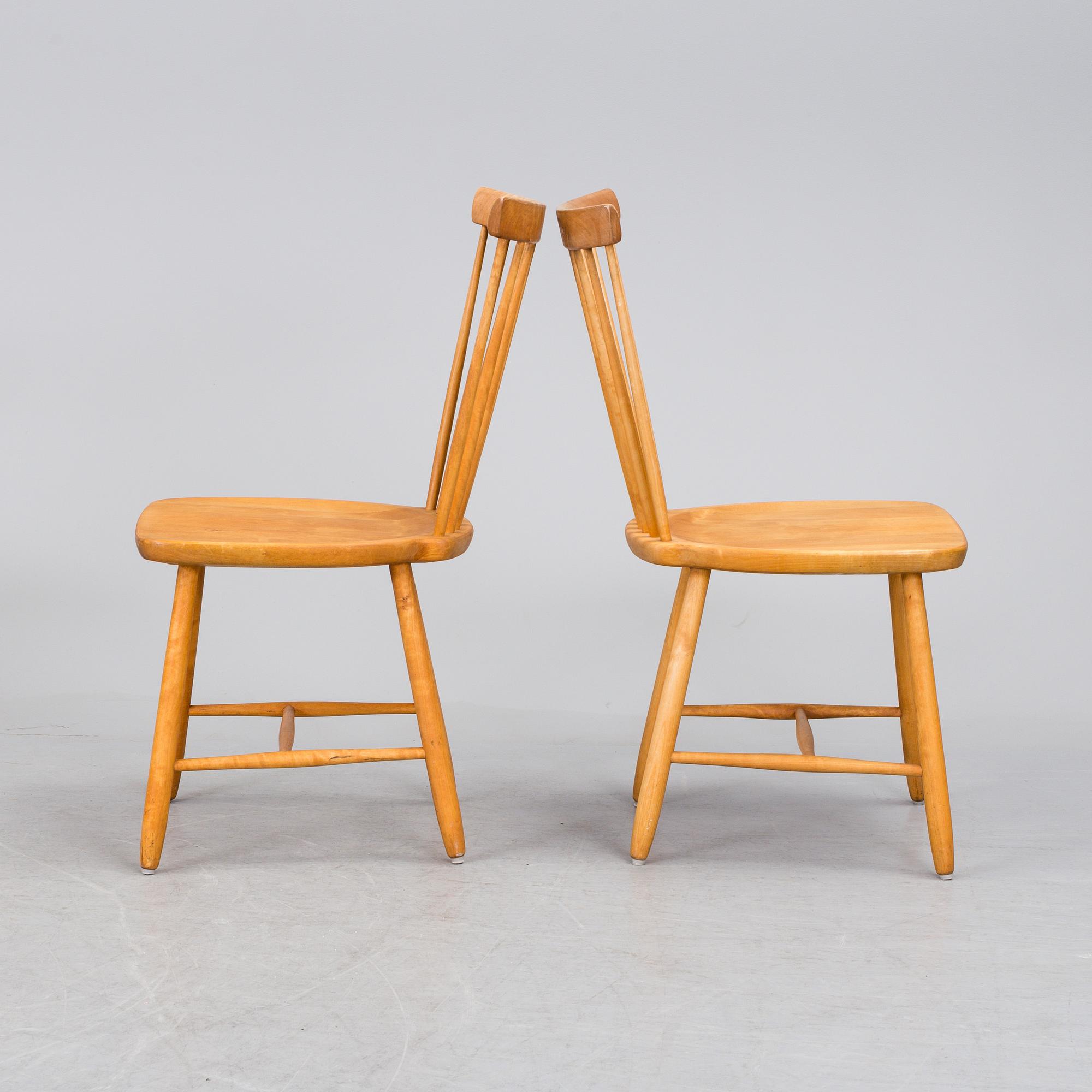 CARL MALMSTEN, stolar, 4 st, "Lilla Åland", Stolfabriks AB Smålandsstenar, 1950/60-tal.