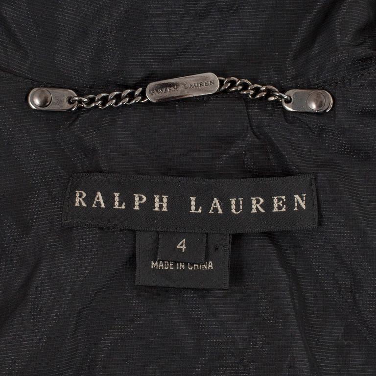 RALPH LAUREN, a black treanchcoat, US size 4.