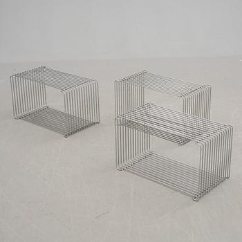 HYLLOR, 3 st, metall, "Wire Cube", Verner Panton, Luber, formgiven 1970.