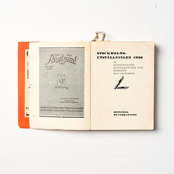 Stockholm Exhibition 1930, catalogue and brochures, three pieces, provenance Gunnar Asplund.