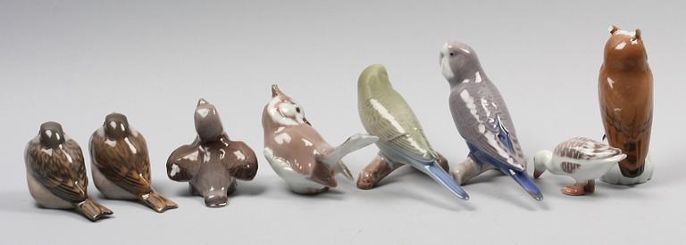 FIGURINER, 8 st, porslin, Kungl Dansk samt Bing & Gröndal.