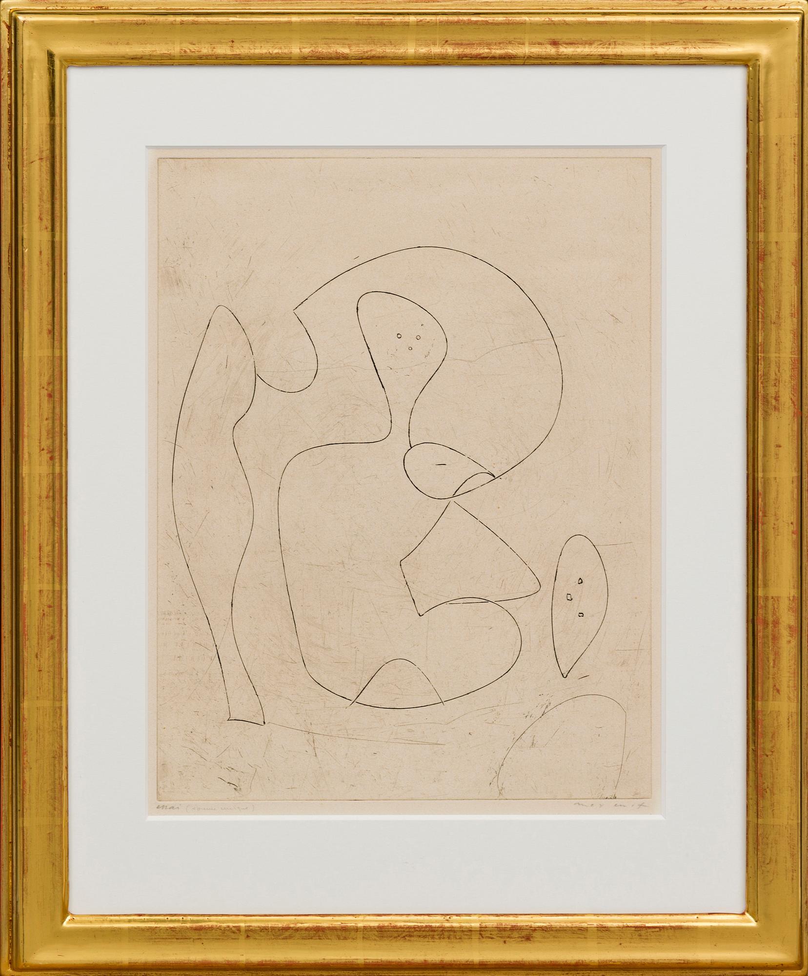 MAX ERNST, etching, signed essai, epreuve unique.