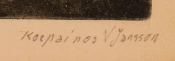 VIKTOR JANSSON, etsning, provtryck signerad V. Jansson.