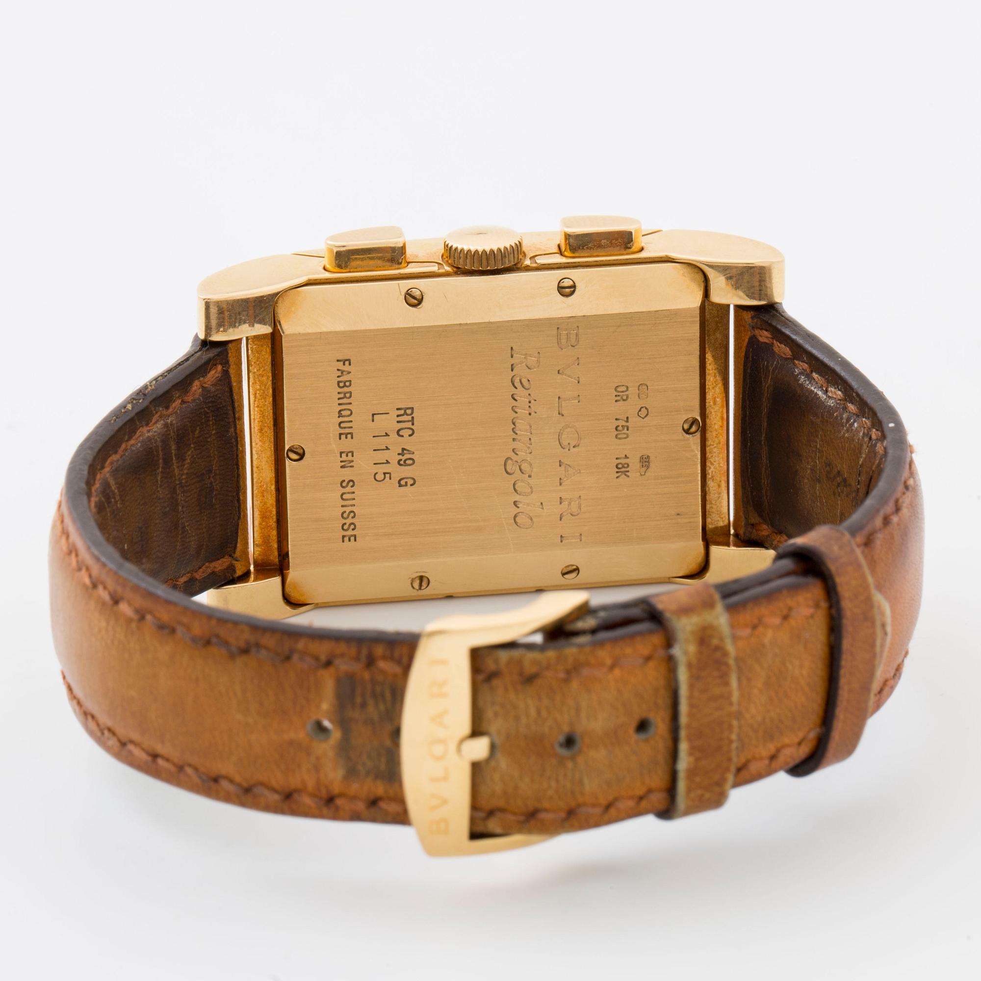 Bvlgari mens rettangolo 18k gold watch clearance
