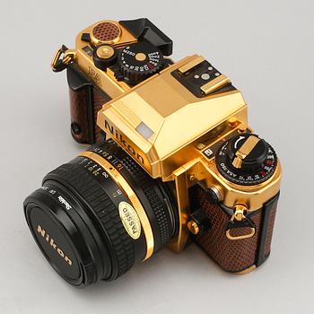 NIKON FA, gold camera grand prix 84 edition, förgylld, 1984.