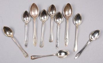 KAFFE- OCH TESKEDAR, 31 st, silver, 1930-40-tal.