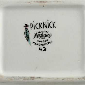 SERVISDELAR, 14 delar, flintgods, "Picknick", Marianne Westman, Rörstrand, 1900-talets andra hälft.
