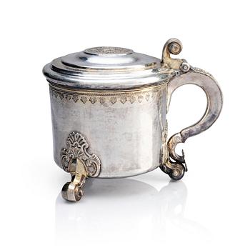 360. A Swedish  18th century parcel-gilt silver tankard, mark of Hans Langberg, Söderhamn 1770.