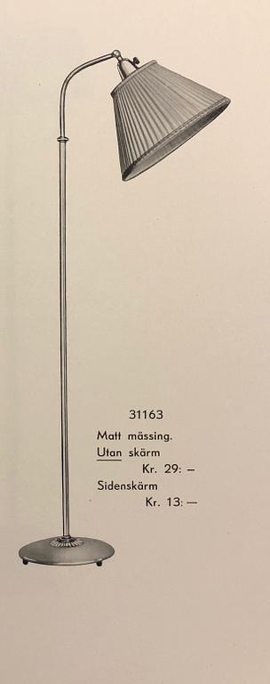 Bertil Brisborg, golvlampa, modell "31163", Nordiska Kompaniet, 1940-tal.