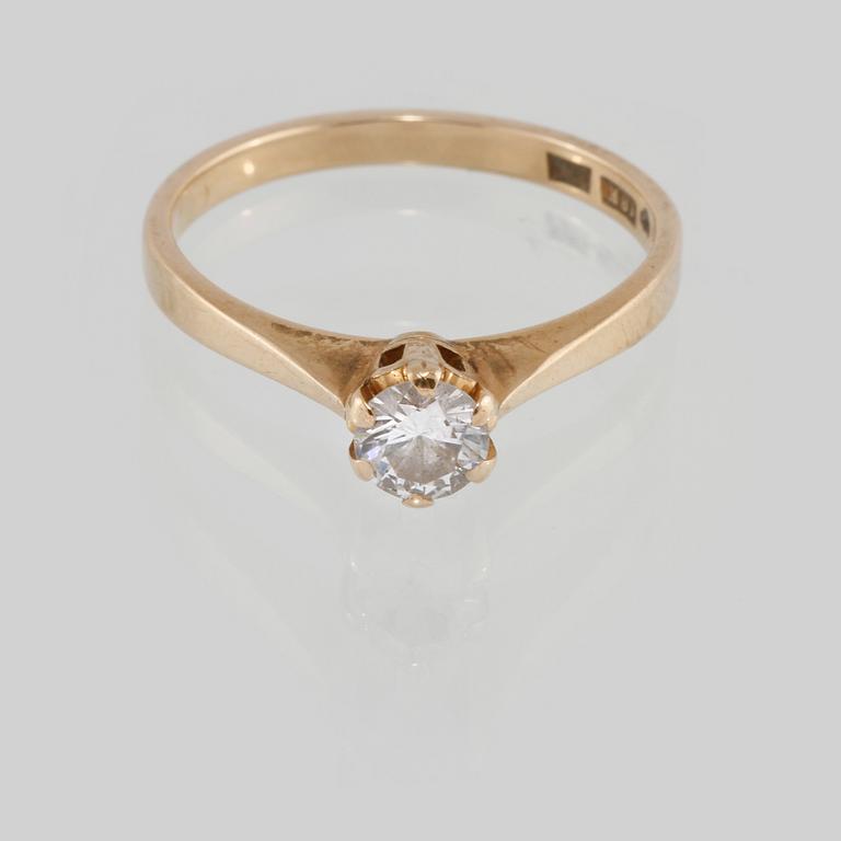 RING, 18K guld med briljantslipad diamant, 0.36 ct, Bo Andersson, Uppsala, 1996. Vikt.