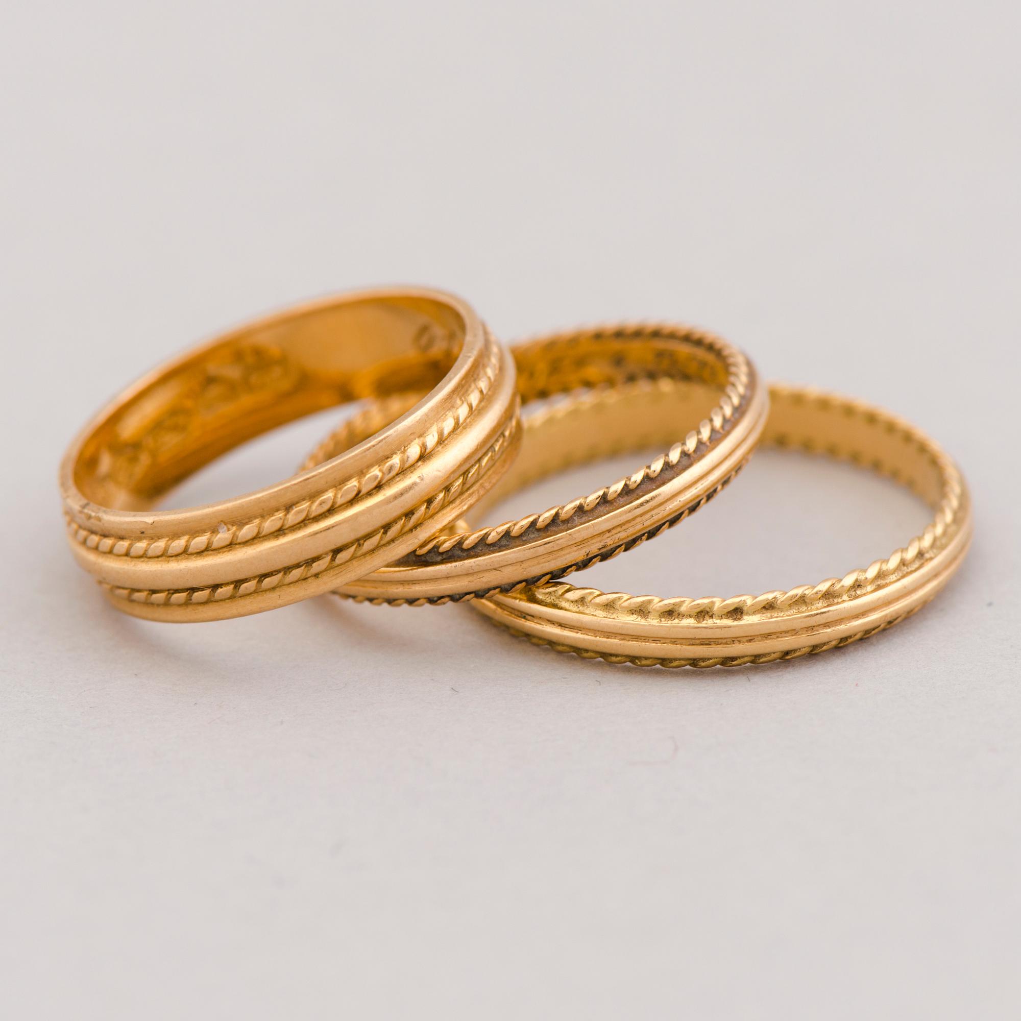 RINGS, 3 pcs, 18K gold. Kalevala Koru 1969-81.